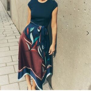 New White House Blac Market Handkerchief-Hem Midi Dress